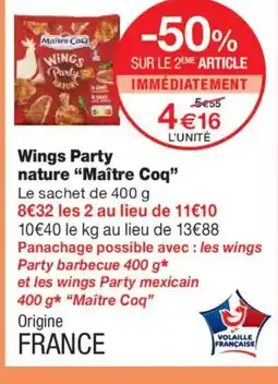 Monoprix MAITRE COQ WINGS Party nature offre