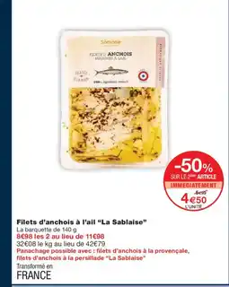 Monoprix LA SABLAISE Filets d'anchois à l'ail offre