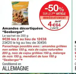 Monoprix SEEBERGER Amandes décortiquées offre