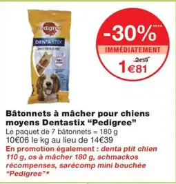Monoprix PEDIGREE Bâtonnets à mâcher pour chiens moyens Dentastix offre
