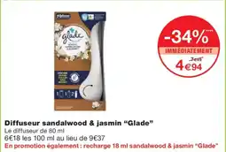 Monoprix GLADE Diffuseur sandalwood & jasmin offre