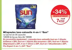 Monoprix SUN Capsules lave-vaisselle 4-en-1 offre
