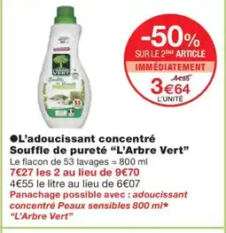 Monoprix L'ARBRE VERT L'adoucissant concentré Souffle de pureté offre