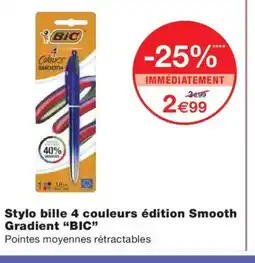 Monoprix BIC Stylo bille 4 couleurs édition Smooth Gradient offre