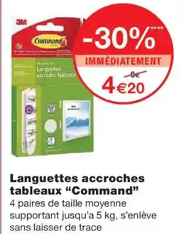 Monoprix COMMAND Languettes accroches tableaux offre