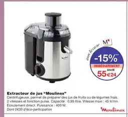 Monoprix MOULINEX Extracteur de jus offre