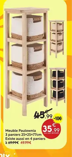 Maxi Bazar Meuble Paulownia 3 paniers offre
