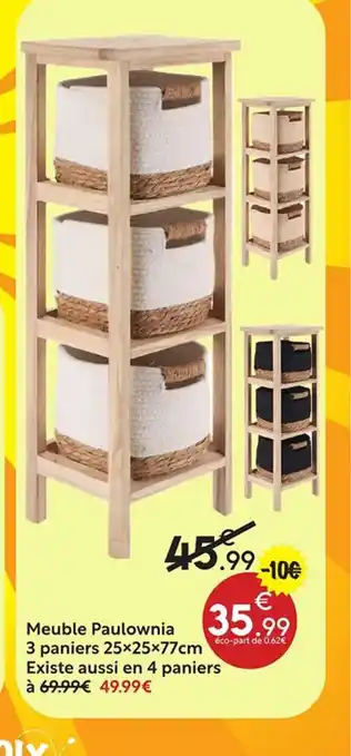 Meuble Paulownia 3 paniers