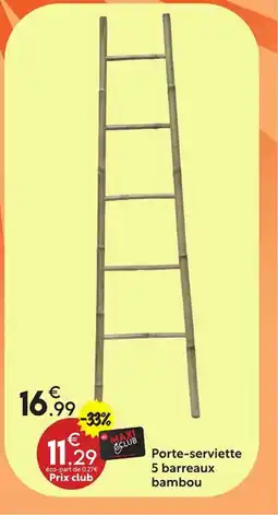 Maxi Bazar Porte-serviette 5 barreaux bambou offre