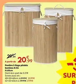 Maxi Bazar Panière à linge pliable SUR offre