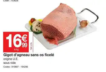 Promocash Gigot d'agneau sans os ficelé offre