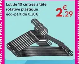 Maxi Bazar Lot de 10 cintres à tête rotative plastique offre