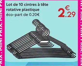 Maxi Bazar Lot de 10 cintres à tête rotative plastique offre