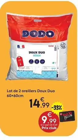Maxi Bazar Lot de 2 oreillers Doux Duo offre