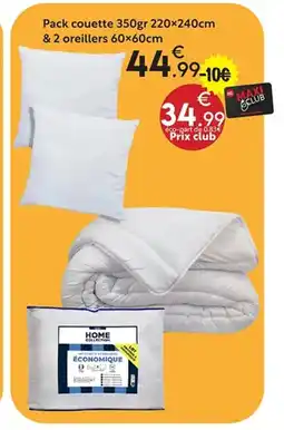 Maxi Bazar Pack couette & 2 oreillers offre