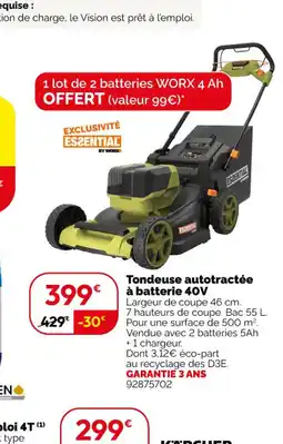 Weldom Tondeuse autotractée à batterie 40V offre