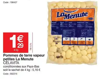 Promocash Pommes de terre vapeur petites La Menute offre