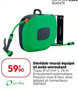Weldom GEOLIA Dévidoir mural équipé et auto-enroulant offre