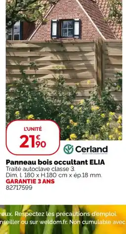Weldom CERLAND Panneau bois occultant offre