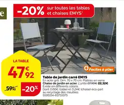 Weldom EMYS Table de jardin carré offre