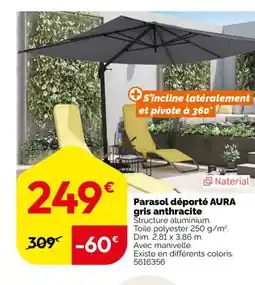 Weldom AURA Parasol déporté gris anthracite offre