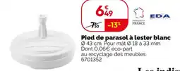 Weldom EDA Pied de parasol à lester blanc offre
