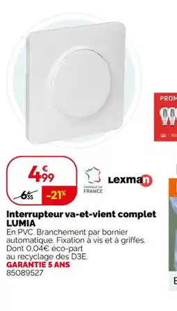Weldom LUMIA Interrupteur va-et-vient complet offre