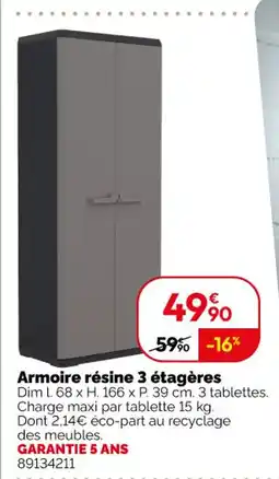 Weldom Armoire résine 3 étagères offre