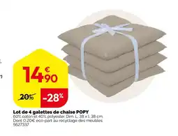 Weldom POPY Lot de 4 galettes de chaise offre