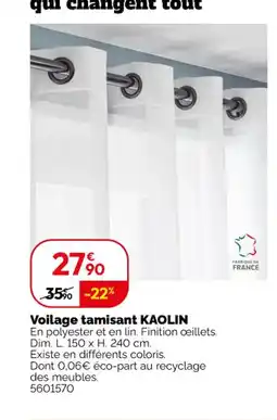Weldom KAOLIN Voilage tamisant offre