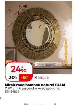 Weldom PALIA Miroir rond bambou naturel offre