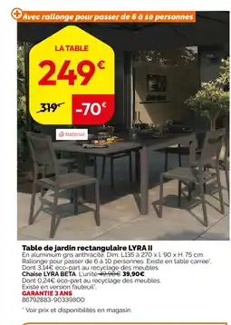 Weldom LYRA II Table de jardin rectangulaire offre