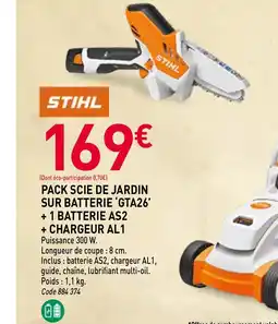 RAGT Jardin & Maison STIHL pack scie de jardin sur batterie 'gta26' + 1 batterie as2 + chargeur al1 offre