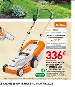 RAGT Jardin & Maison STIHL Pack tondeuse sur batterie 'rma 235' + 1 batterie ak 20 +1 chargeur al 101 offre