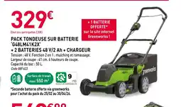 RAGT Jardin & Maison Pack tondeuse sur batterie g48lm41k2x + 2 batteries 48 v/2 ah + chargeur offre