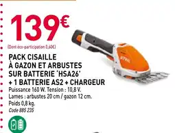 RAGT Jardin & Maison Pack cisaille à gazon et arbustes sur batterie hsa26 + 1 batterie as2 + chargeur offre