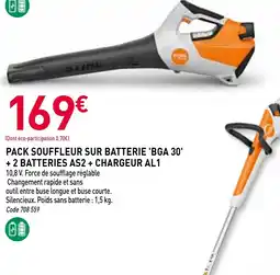 RAGT Jardin & Maison Pack souffleur sur batterie bga 30 + 2 batteries as2 + chargeur al1 offre