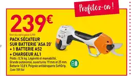 RAGT Jardin & Maison Pack secateur sur batterie asa 20 +1 batterie as2 + chargeur al1 offre