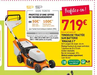 Tondeuse tractée sur batterie rma248.3 t