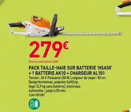 RAGT Jardin & Maison Pack taille-haie sur batterie hsa50 +1 batterie ak10 + chargeur al101 offre