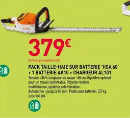 RAGT Jardin & Maison Pack taille-haie sur batterie hsa 60 + 1 batterie ak10+ chargeur al101 offre