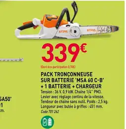 RAGT Jardin & Maison Pack tronçonneuse sur batterie msa 60 c-b +1 batterie + chargeur offre