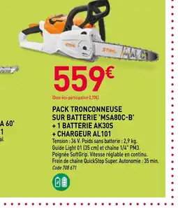 RAGT Jardin & Maison Pack tronconneuse sur batterie msa80c-b +1 batterie ak30s offre