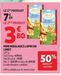 Auchan LINDT Mini moulages lapin or offre
