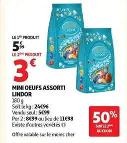 Auchan LINDOR Mini oeufs assorti offre