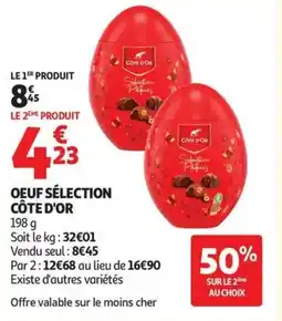 Auchan CÔTE D'OR Oeuf sélection offre