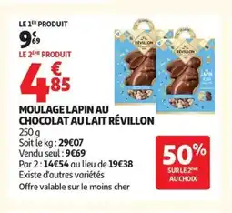 Auchan RÉVILLON Moulage lapin au chocolat au lait offre