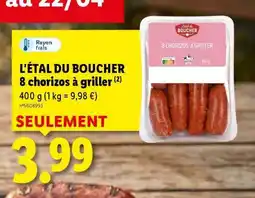 Lidl L'ÉTAL DU BOUCHER 8 chorizos à griller offre