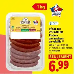 Lidl L'ÉTAL DU VOLAILLER Plateau de saucisses de volaille offre
