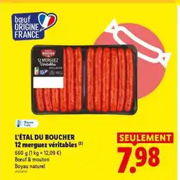 Lidl L'ÉTAL DU BOUCHER 12 merguez véritables offre